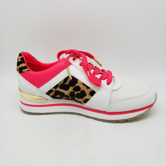 Michael Kors Billie Trainer Neon Pink White Cheeta - Picture 4 of 8